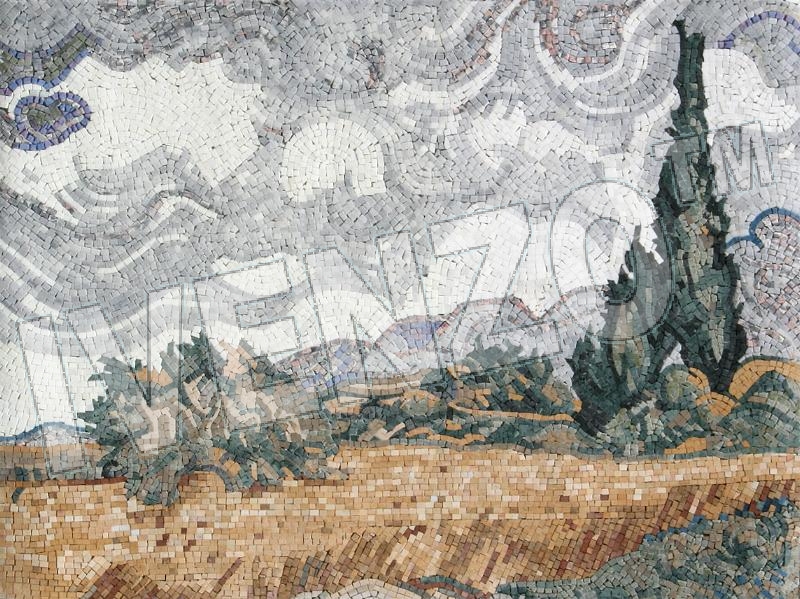 Mosaico FK059 van Gogh: Campo di grano con cipressi