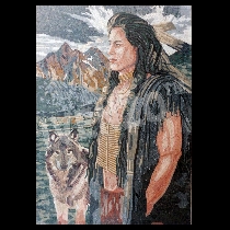 Mosaico Indiani con cane