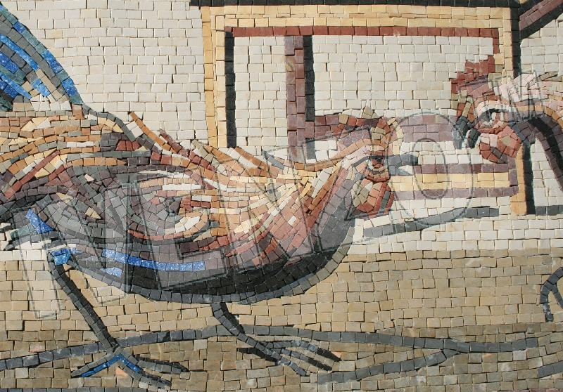 Mosaico AK008 Details combattimento di galli da Pompei 1