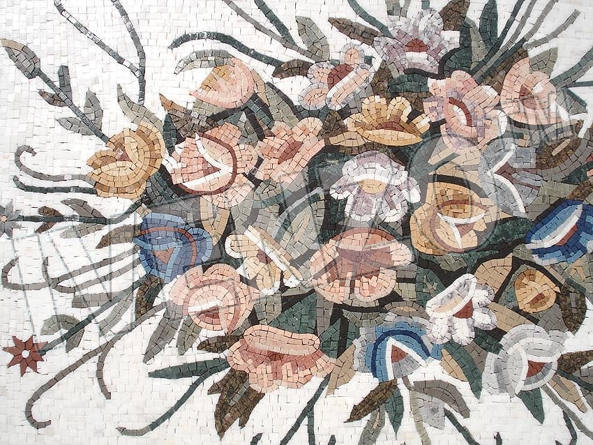 Mosaico CK045 Details tappeto di fiori 1