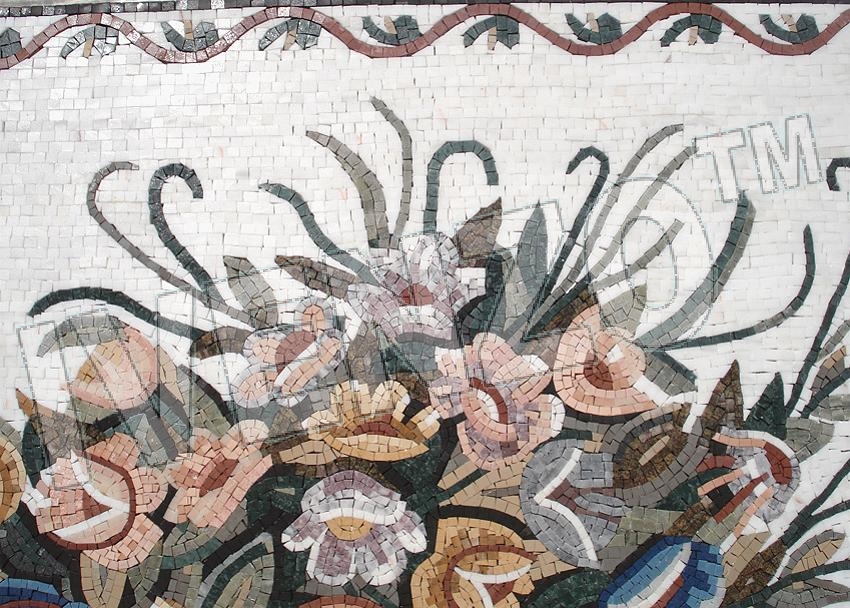 Mosaico CK045 Details tappeto di fiori 2
