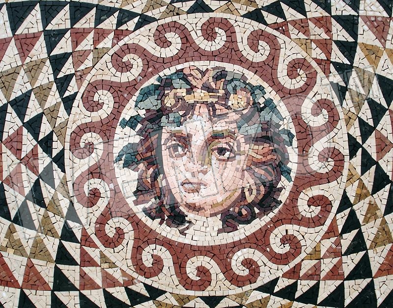 Mosaico CK057 Details Testa di Dioniso di Corinto 1