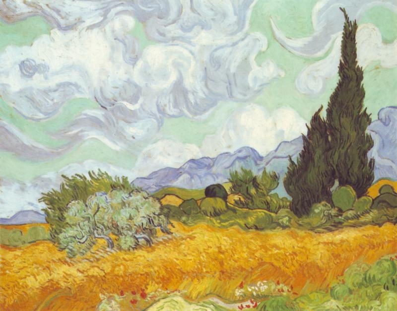 Mosaico FK059 Details van Gogh: Campo di grano con cipressi 1