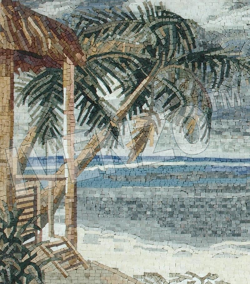 Mosaico LK011 Details Spiaggia con le palme 1