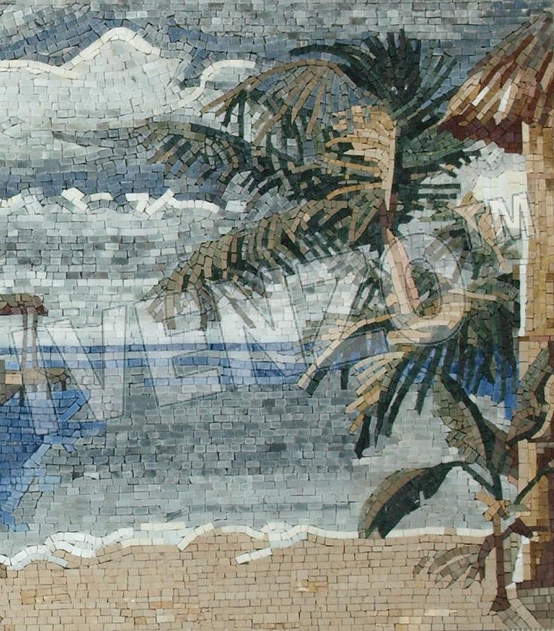 Mosaico LK011 Details Spiaggia con le palme 3