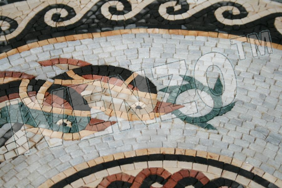 Mosaico MK002 Details Medaglione con delfini 2