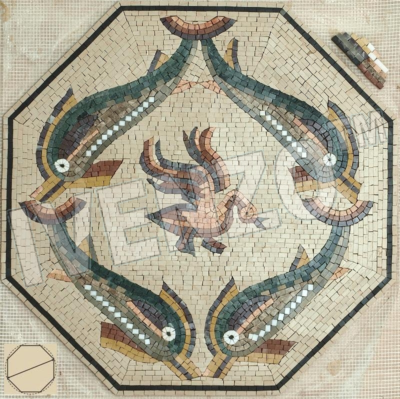 Mosaico AK002 Delfini con cigno