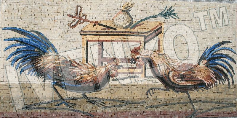 Mosaico AK008 combattimento di galli da Pompei