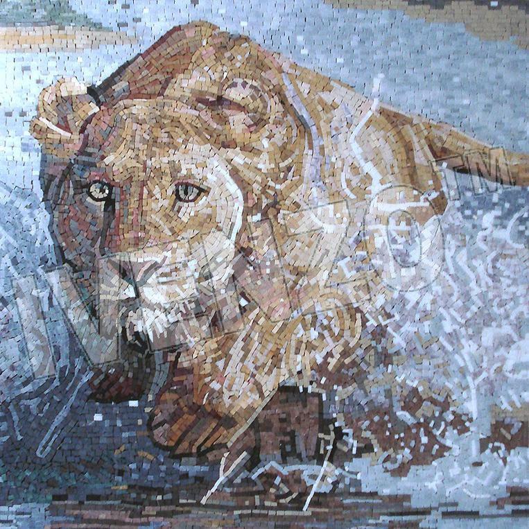 Mosaico AK034 leonessa nel fiume