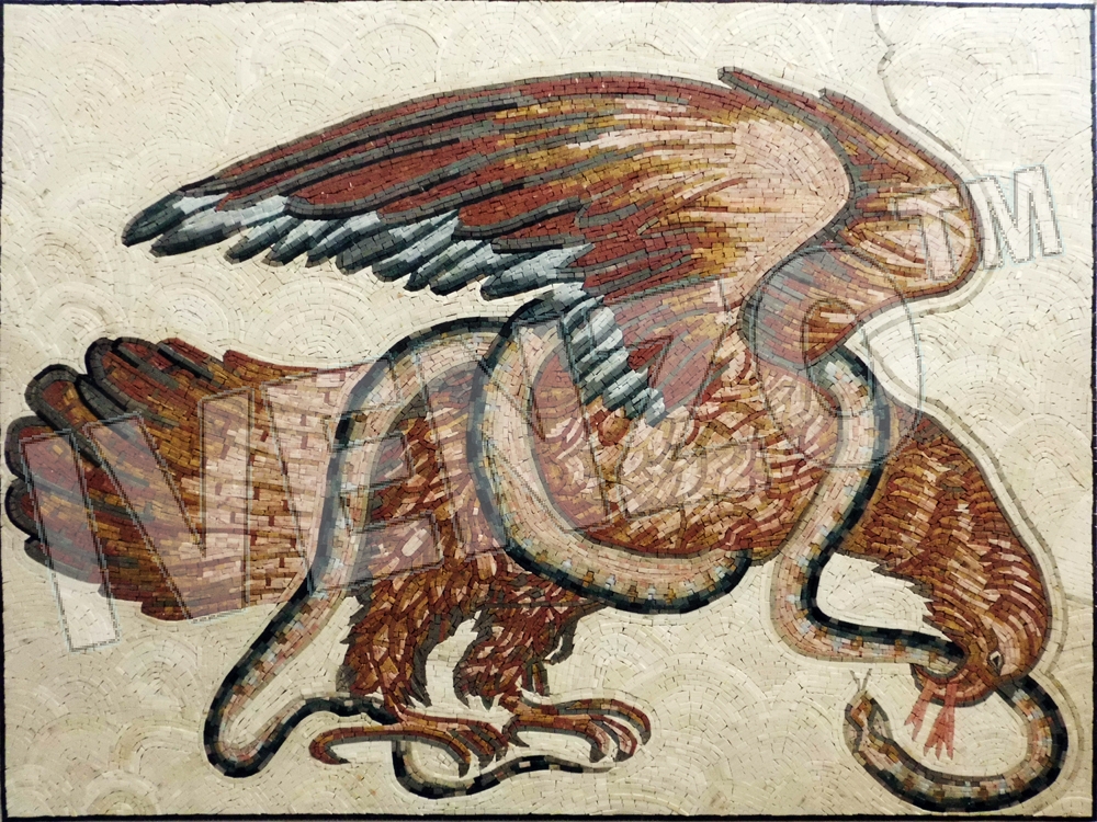 Mosaico AK049 Aquila e serpente