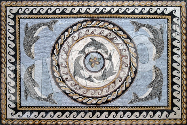 Mosaico CR201 tappeto con i delfini