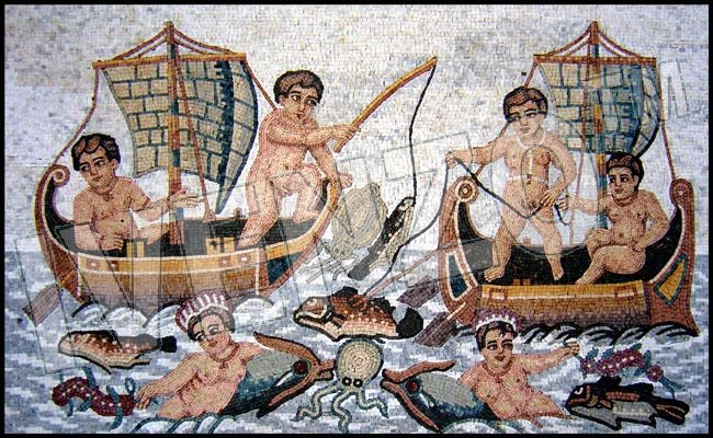 Mosaico FK048 Bambini in barca