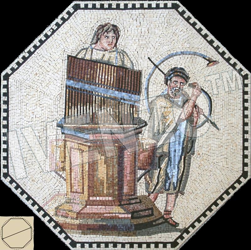 Mosaico FK107 Musicisti con organo e tuba