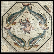 Mosaico Delfini con cigno