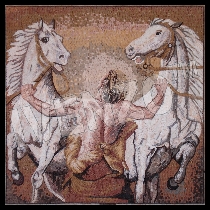 Mosaico l'uomo e cavalli