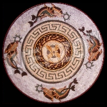 Mosaico medaglione con delfini