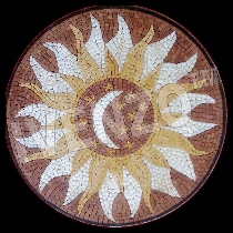 Mosaico medaglione sole-luna-stelle